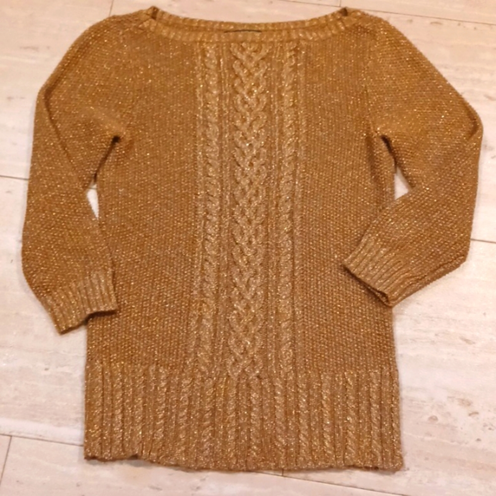 LAUREN Ralph Lauren Stunning Glittery Caramel Brown Knit Sweater
